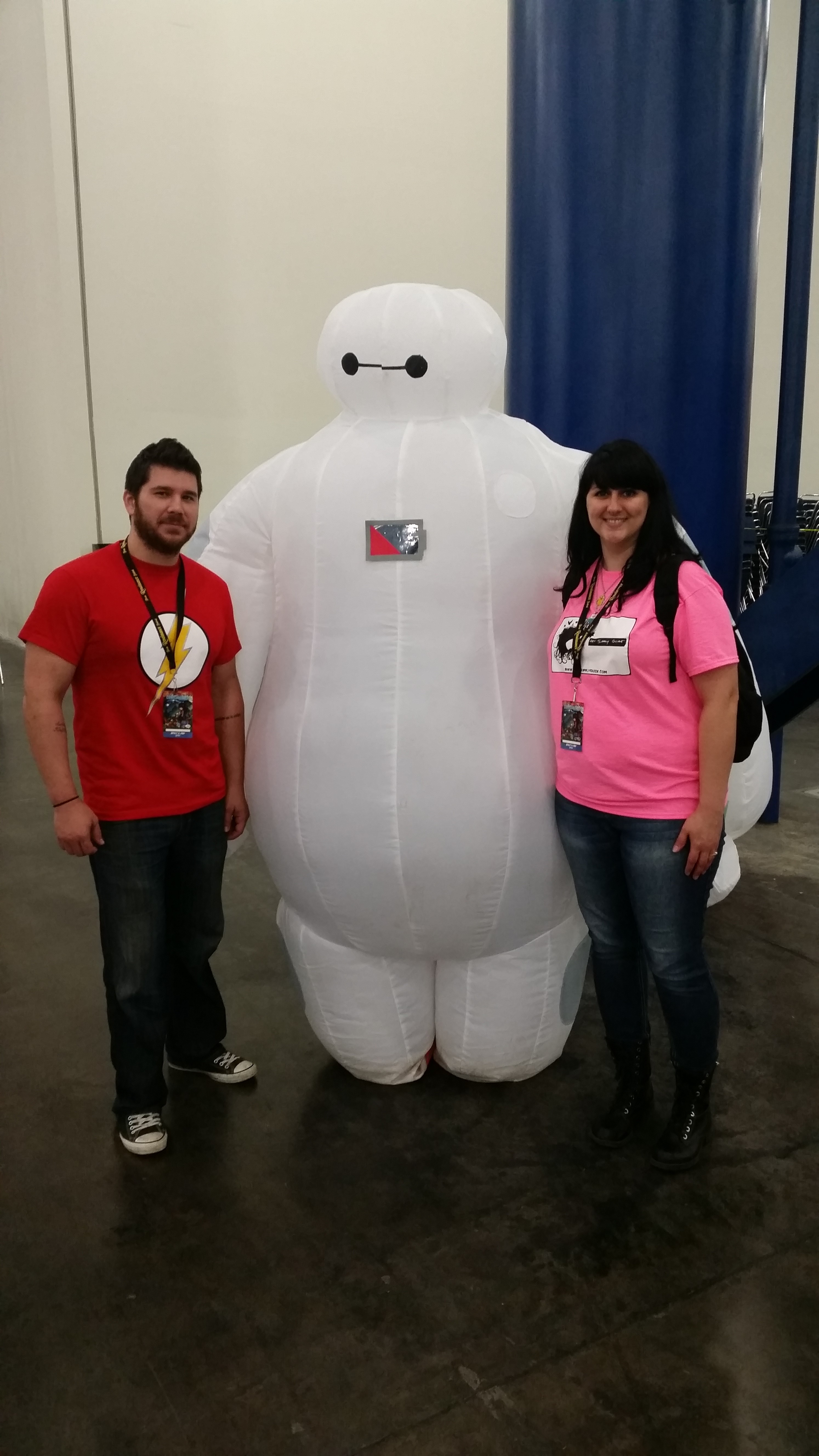 My husband Taylor and me with Bayman from Big Hero 6