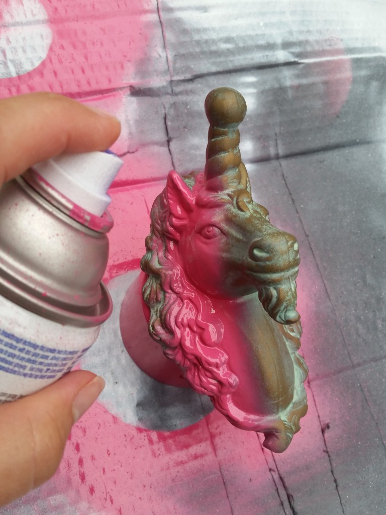 start spray-painting the unicorn head