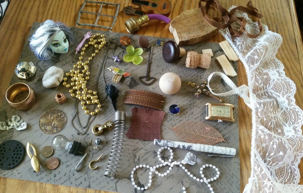 supplies for assemblage art — found objects and other doodads