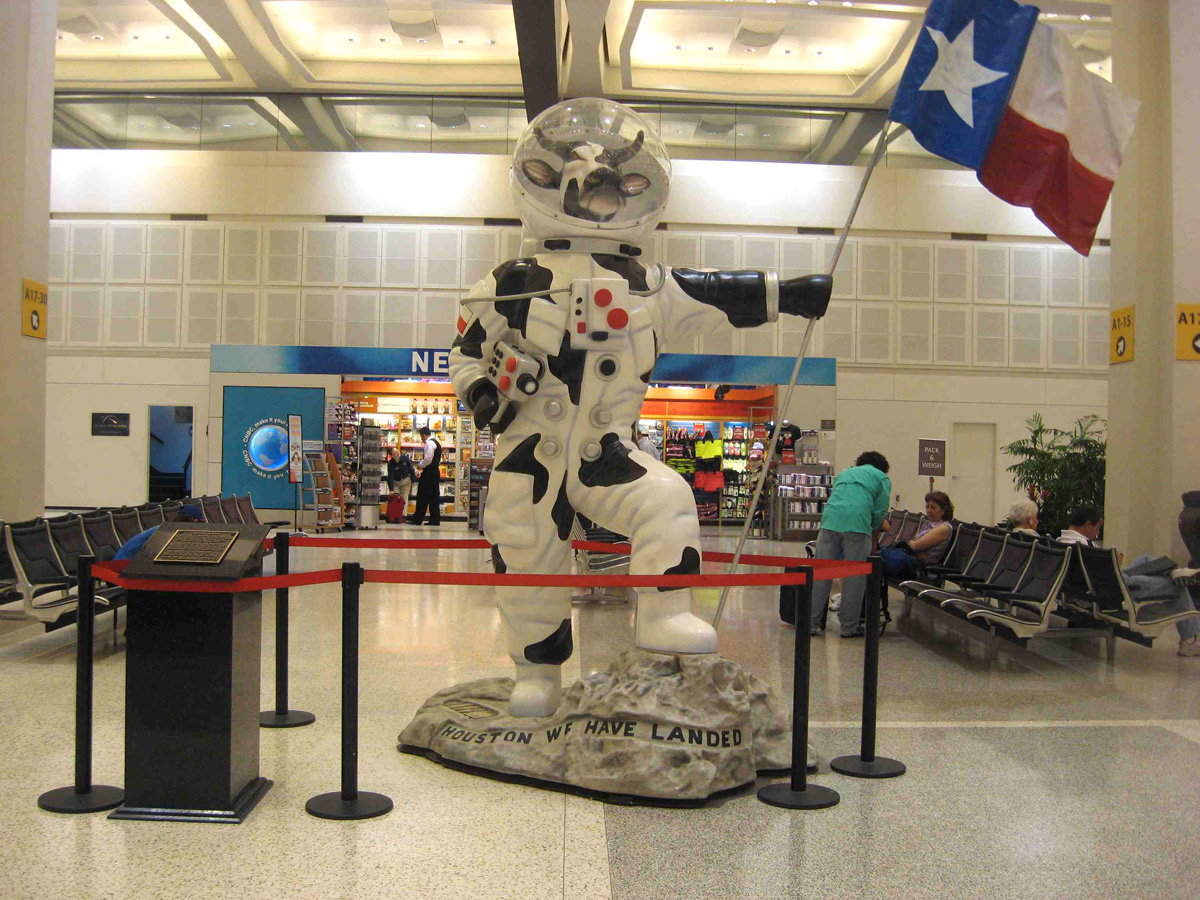 Moonwalking Cow by Silvestri - Ticketing level of Terminal A at George Bush Intercontinental Airport Houston, TX