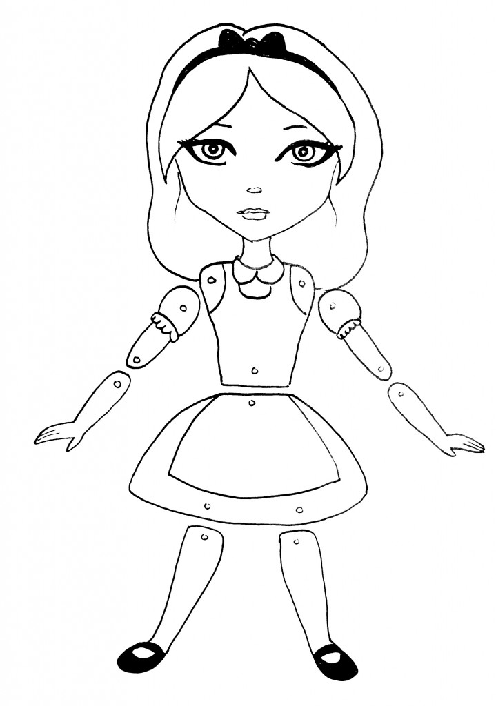 alice doll line art