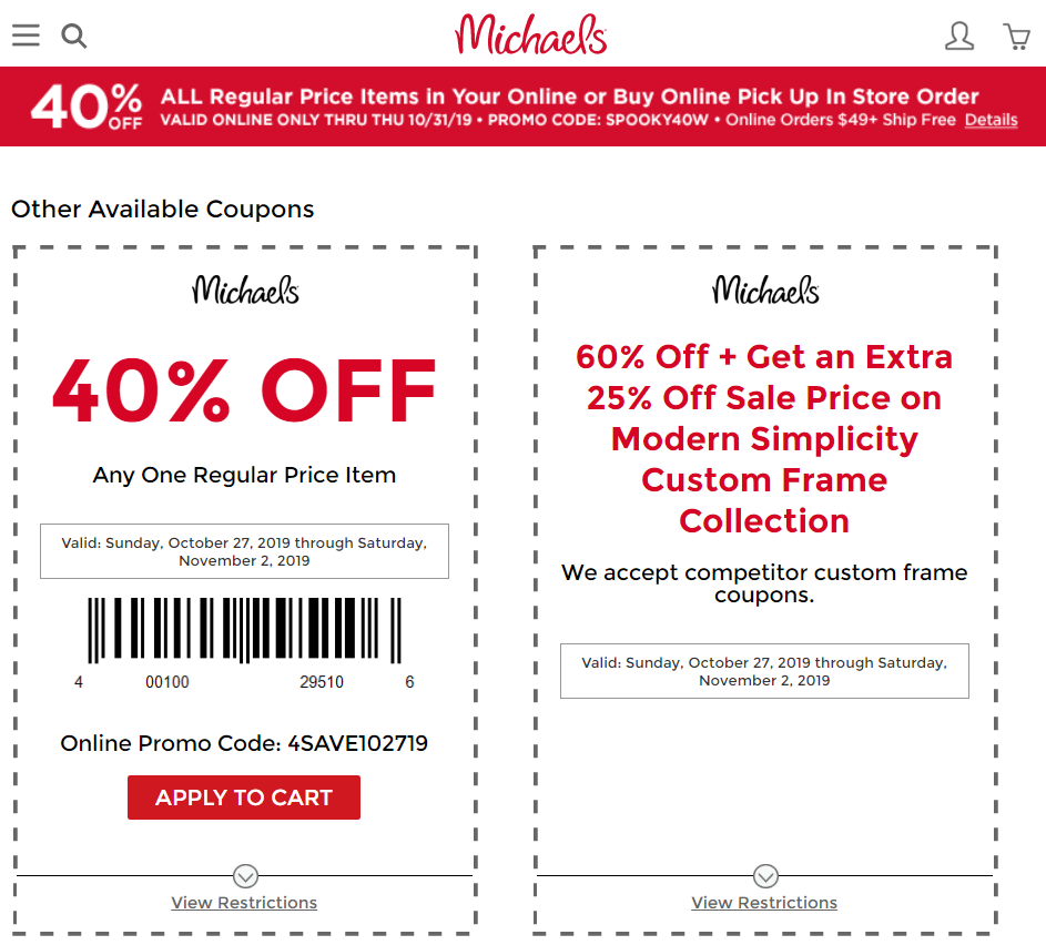 40% Off Michaels Coupon, Promo Codes, Deals